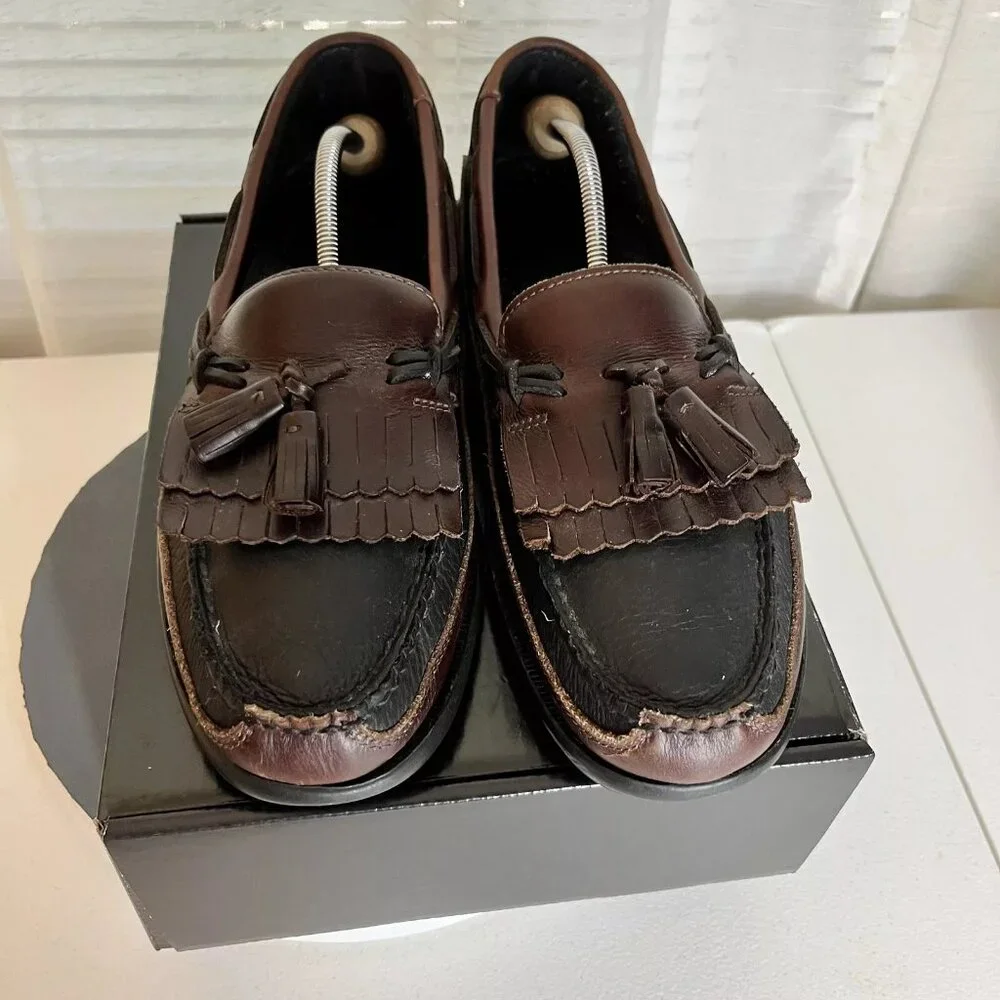 Sperry Tremont Loafers Boat Shoes Mens Size‎ 11.5 M Two-Tone Brown / Black GUC!